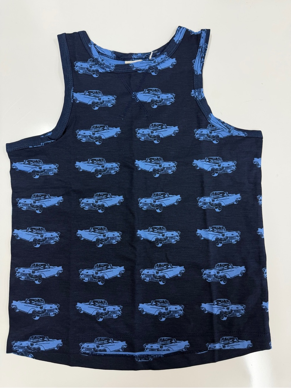 Kate Quinn Boys Navy Blue Car Print Tank Top 5Y